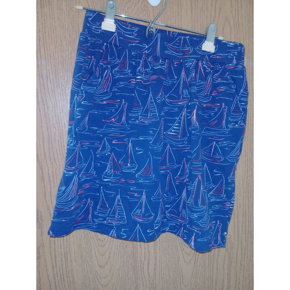 Quacker Factory Gone Sailing French Terry Skort sz S Blue
